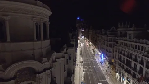 Calle Gran Vía Pull Back Stock Footage 113582158