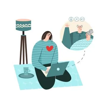 Caller Volunteer for a Senior flat vector illustration concept Stock Illustration
