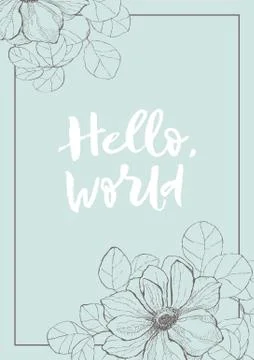 Calligarphy card with anemone Stock Illustration