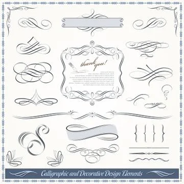 Calligraphic and Decorative Design Elements Stock Illustration