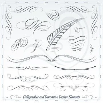 Calligraphic and Decorative Design Elements Stock Illustration