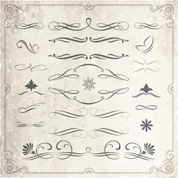 Calligraphic and Decorative Design Elements Stock Illustration