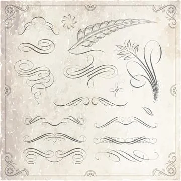 Calligraphic and Decorative Design Elements Stock Illustration