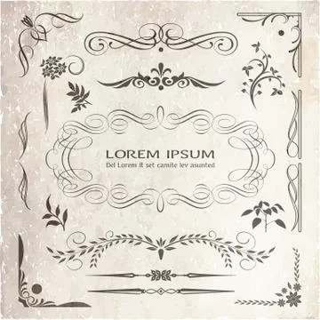 Calligraphic and Decorative Design Elements Stock Illustration