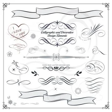 Calligraphic and Decorative Design Patterns Stock Illustration