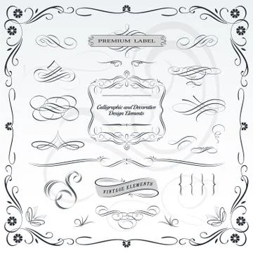 Calligraphic and Decorative Design Patterns Stock Illustration