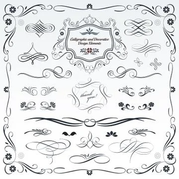 Calligraphic and Decorative Design Patterns Stock Illustration