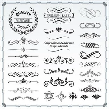 Calligraphic and Decorative Design Patterns Stock Illustration