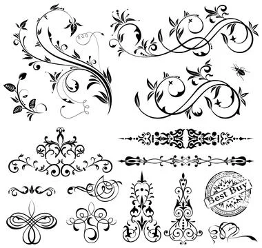 Calligraphic and floral element Illustrazione stock