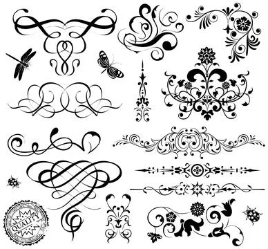 Calligraphic and floral element Stock Illustration