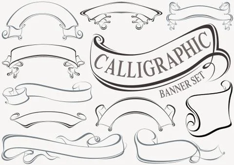 Calligraphic Banner Set Stock Illustration