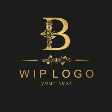 Calligraphic beautiful logo with a flower. Patterned letter with an ornament. Stock Illustration