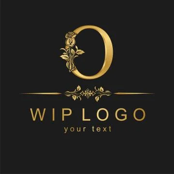 Calligraphic beautiful logo with a flower. Patterned letter with an ornament. Stock Illustration
