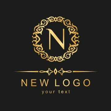 Calligraphic beautiful logo with a flower. Patterned letter with an ornament. Stock Illustration