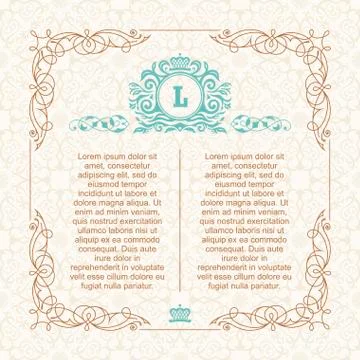 Calligraphic border frame. Design template for wedding greeting card, invitation Stock Illustration