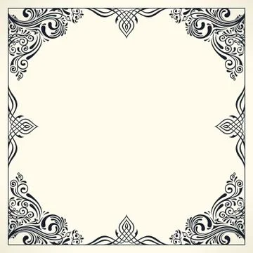 Calligraphic border frame. Design template for wedding greeting card, invitation Stock Illustration