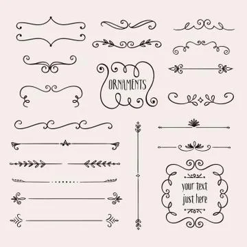 Calligraphic borders collection 스톡 일러스트