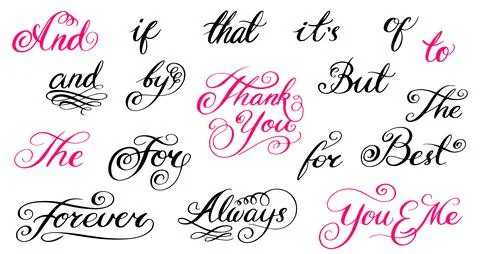 Calligraphic catchwords and phrases for linking your invitations or templates Stock Illustration