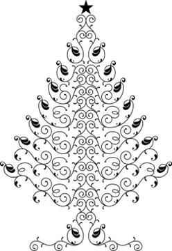 Calligraphic Christmas Tree Stock Illustration