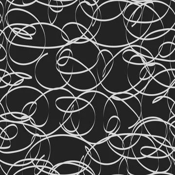 Calligraphic curved lines pattern. Monochrome calligraphic black and white .. Stock Illustration