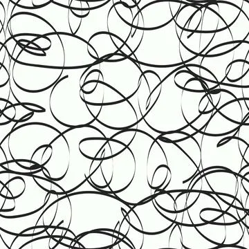 Calligraphic curved lines pattern. Monochrome calligraphic black and white .. Stock Illustration