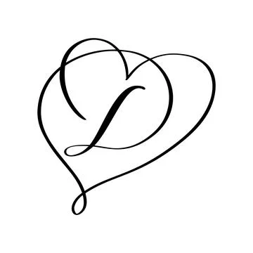 Calligraphic D letter intertwined, vector forming a heart at the top. Represe Иллюстрация