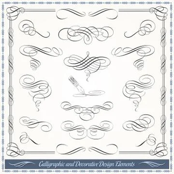 Calligraphic Decorative Design Elements Stock Illustration