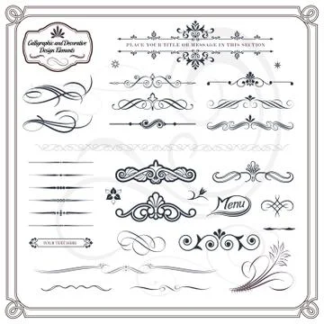 Calligraphic Decorative Design Elements Stock Illustration