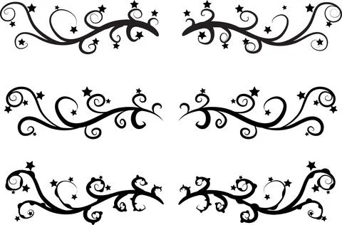 Calligraphic decorative elements with lines Stock Illustration