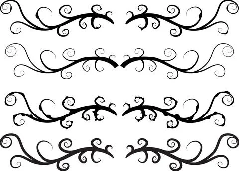 Calligraphic decorative elements with lines Stock Illustration