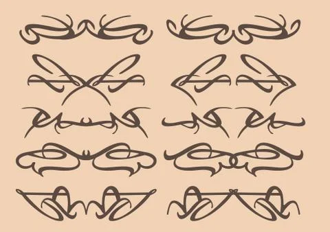 Calligraphic decorative motifs design elements Stock Illustration
