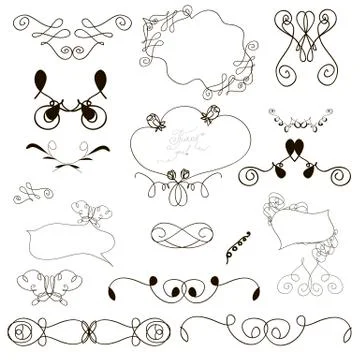 Calligraphic design elements and page decoration Stock Illustration