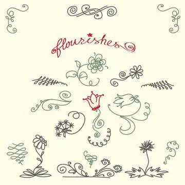 Calligraphic design elements and page decoration Stock Illustration