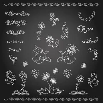 Calligraphic design elements and page decoration Stock Illustration