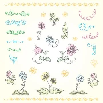 Calligraphic design elements and page decoration Stock-Illustration