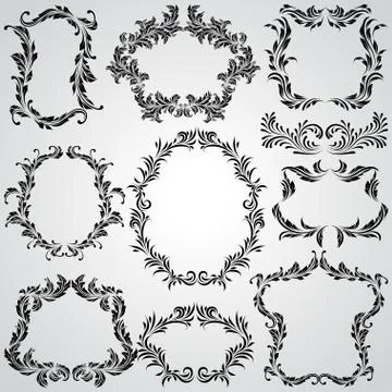 Calligraphic design elements and page decoration vintage frames Stock Illustration