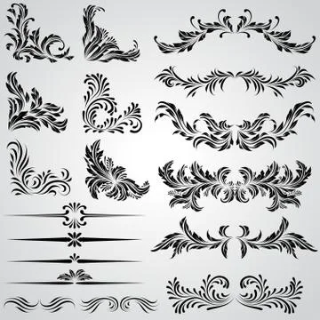 Calligraphic design elements and page decoration vintage frames Stock Illustration