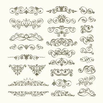 Calligraphic design elements and page decoration. Vintage element. Borders se 스톡 일러스트