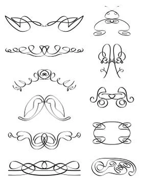 Calligraphic design elements and page decoration Stock Illustration