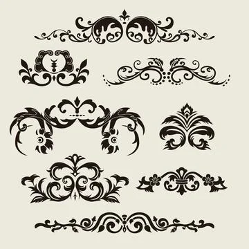 Calligraphic design elements and page decoration Stock Illustration