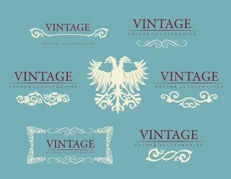 Calligraphic design elements. Baroque vintage set Stock Illustration