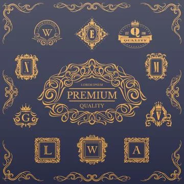 Calligraphic design elements collection 스톡 일러스트