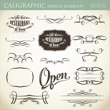 Calligraphic design elements to embellish your layout Stockillustratie