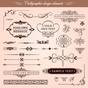 Calligraphic design elements 库存插图