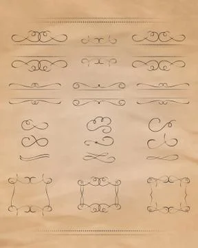 Calligraphic design elements Stock Illustration