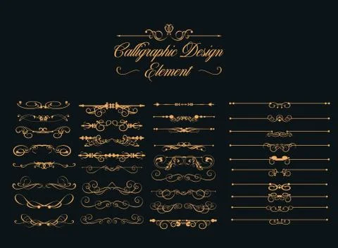 Calligraphic design elements Stock Illustration