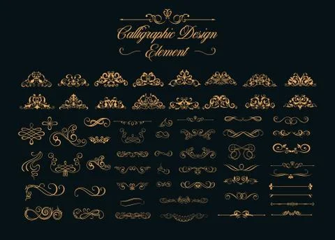 Calligraphic design elements 스톡 일러스트