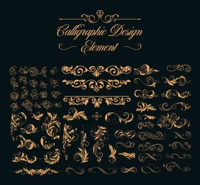 Calligraphic design elements 스톡 일러스트