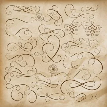 Calligraphic design elements Set. EPS 10 Stock Illustration
