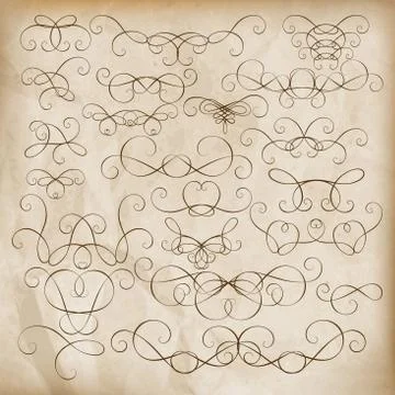 Calligraphic design elements Set. EPS 10 Stock Illustration